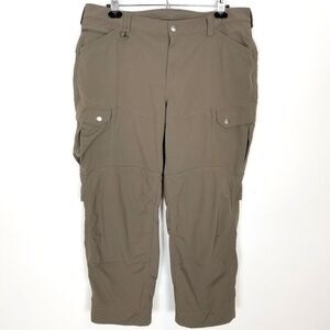 Duluth Trading Women Curvesetter Waistband Crop Pants Sz 18 x 31 Beige Outdoor